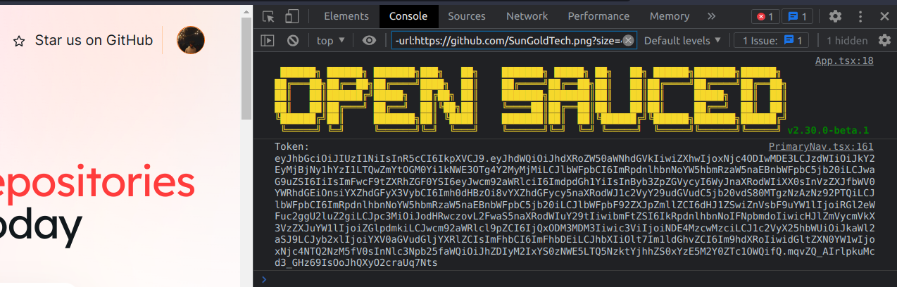 Token printed to the console